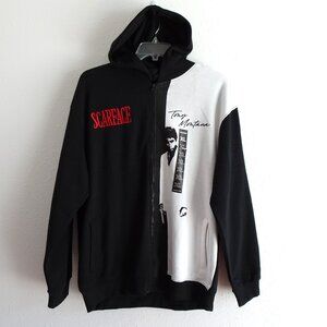 Scarface Full Zip Hoodie Men's Size XL Black White Tony Montana Mobster Jacket